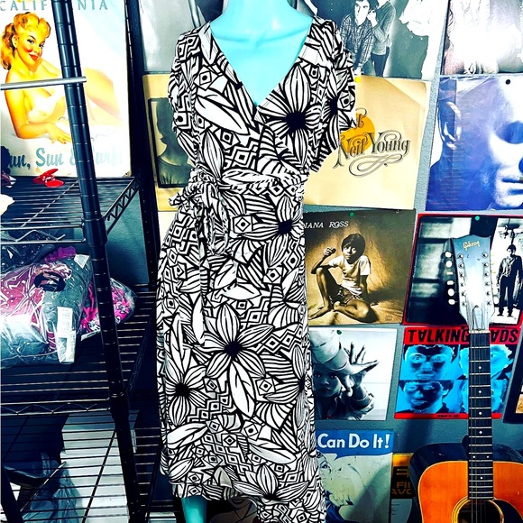 🔥 BISOU BISOU VINTAGE 1990’s PLUS SIZED TRUE WRAP BROWN FLORAL DRESS 18 - Picture 1 of 10